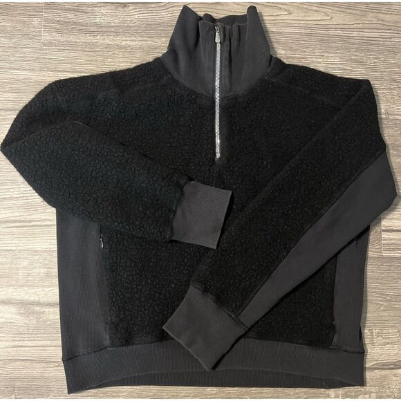 Lululemon Stand‎ Out Sherpa 1/2 Zip Pullover Black Size 4 W4AMNS - Picture 1 of 14
